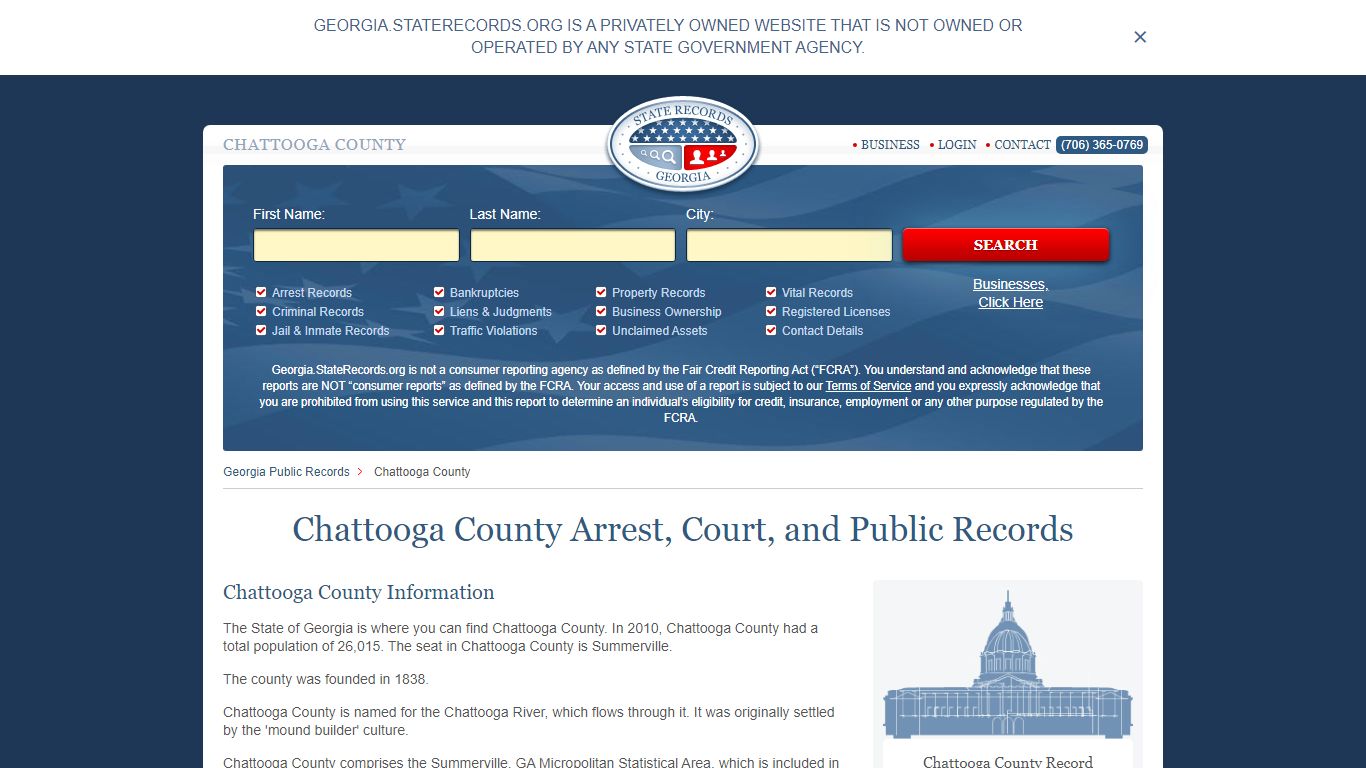 Chattooga County Arrest, Court, and Public Records