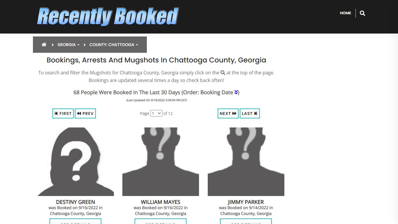 Bookings, Arrests and Mugshots in Chattooga County, Georgia